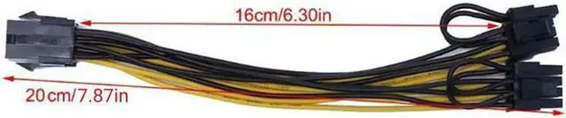 Alt view image 2 of 6 - 10pcs PCI-E 6-Pin To Dual 6+2-Pin (6-Pin/8-Pin) Power Splitter Cable Graphics Card 6Pin To Dual 8Pin PCIE Express Power Cable