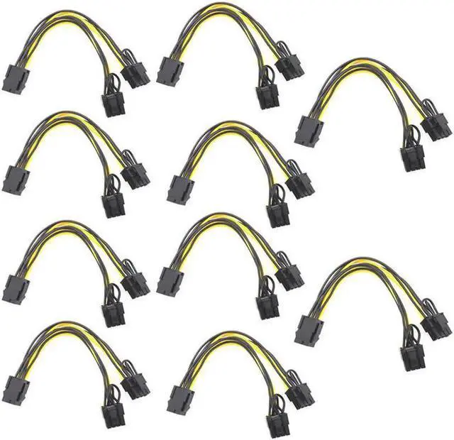 Main image of 10pcs PCI-E 6-Pin To Dual 6+2-Pin (6-Pin/8-Pin) Power Splitter Cable Graphics Card 6Pin To Dual 8Pin PCIE Express Power Cable