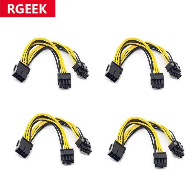 Main image of 4pcs 20cm PCI-E 8 Pin to Dual 8(6 2) Pin PCI Express 8Pin PCIE Power Splitter Cable for VGA GPU Graphic Video Card Adapter