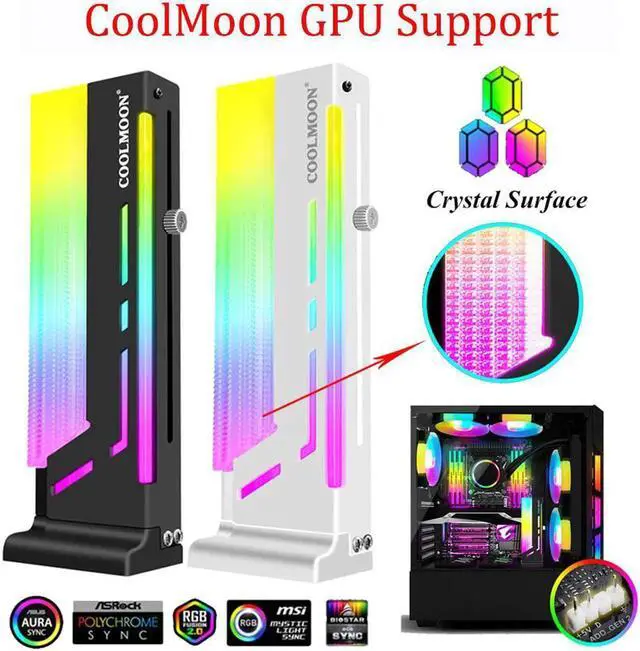 Main image of COOLMOON Vertical Graphics Card Bracket 5V AURA SYNC ARGB Jack Graphics Bracket GPU Holder Video Card Stand CM-GH2