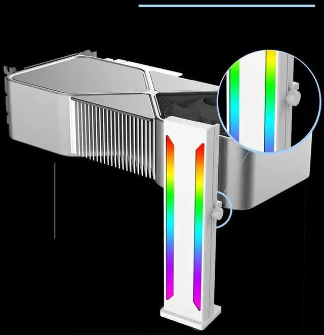Alt view image 5 of 6 - RGB GPU Support Bracket, Magnetic Base Graphics Card GPU Brace Support, Slidable 5V 3 Pin GPU Stand Colorful Video Card Holder Bracket (White)