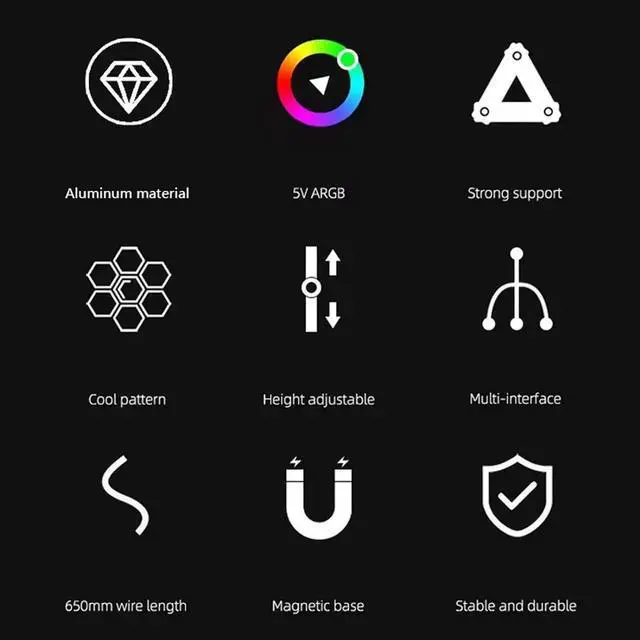 Alt view image 6 of 6 - RGB GPU Support Bracket, Magnetic Base Graphics Card GPU Brace Support, Slidable 5V 3 Pin GPU Stand Colorful Video Card Holder Bracket (White)