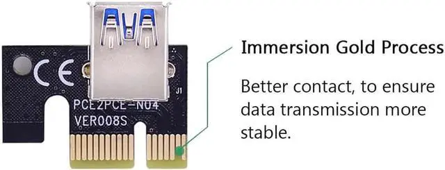 Alt view image 4 of 5 - Dual LED VER009S PCI-E Riser Card PCI Express 1X to 16X Adapter 60CM USB 3.0 Cable 6Pin Power for Graphics Card