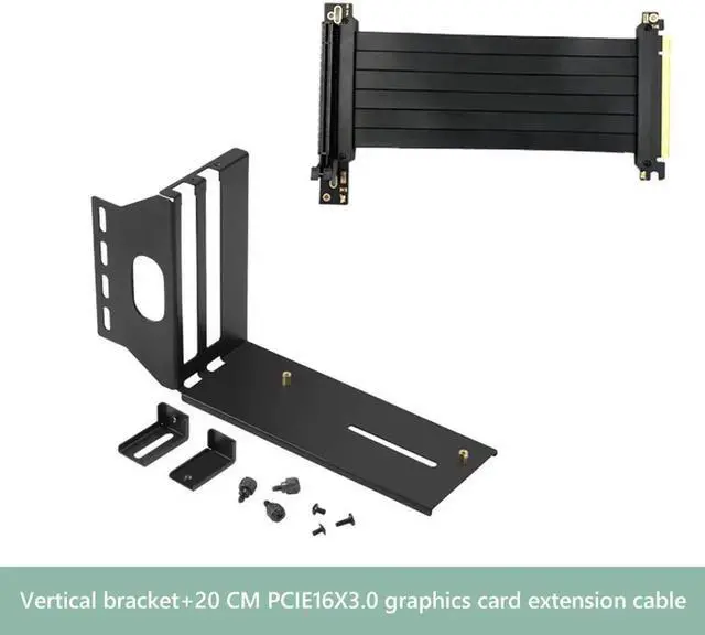 Main image of VGA Graphics Cards Vertical Bracket PCIE 3.0 X16 Extension Cable Cards PCI Express Cable Extender for ATX PC Case 20cm
