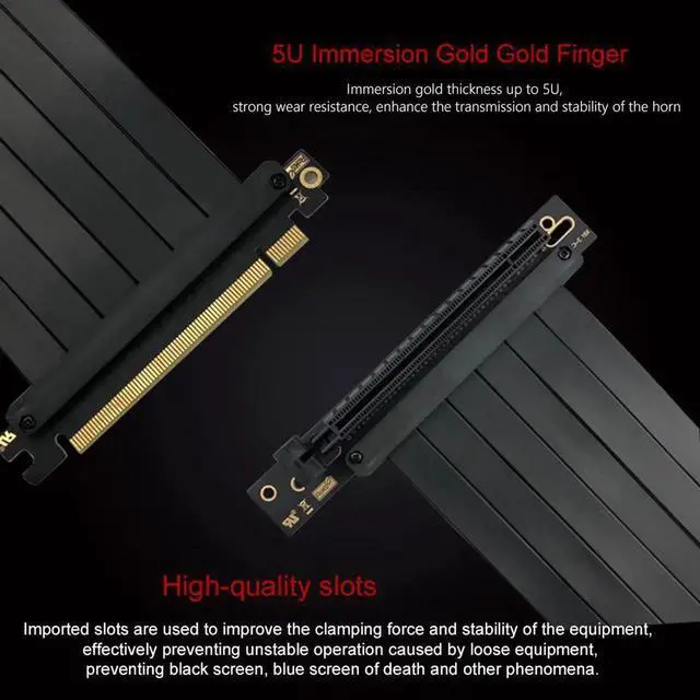 Alt view image 2 of 6 - VGA Graphics Cards Vertical Bracket PCIE 3.0 X16 Extension Cable Cards PCI Express Cable Extender for ATX PC Case 20cm
