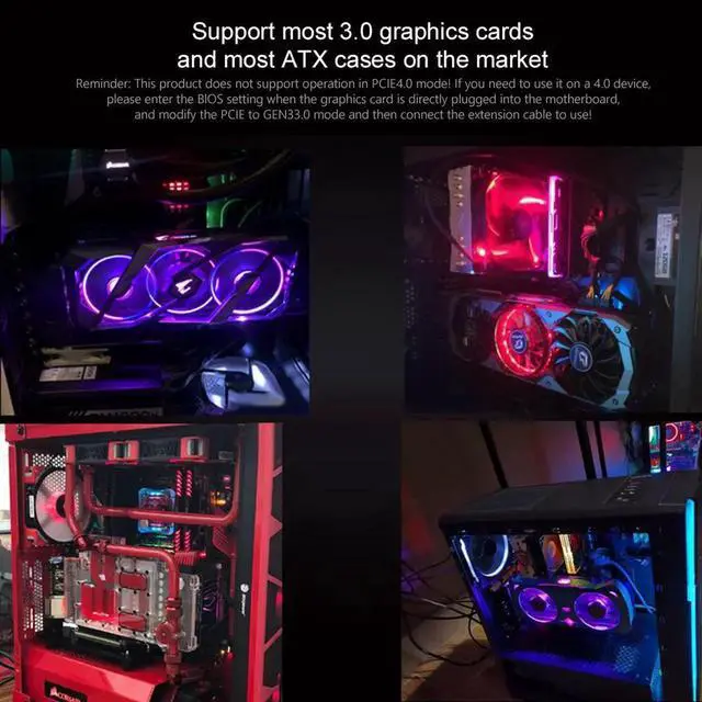 Alt view image 4 of 6 - VGA Graphics Cards Vertical Bracket PCIE 3.0 X16 Extension Cable Cards PCI Express Cable Extender for ATX PC Case 20cm