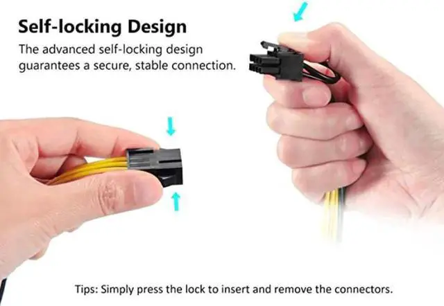 Alt view image 4 of 6 - 20cm PCI Express 8-pin to Dual 6+2-pin (8-pin) Power Splitter VGA Graphics Video Card PCI-e GPU Motherboard Power data Cable