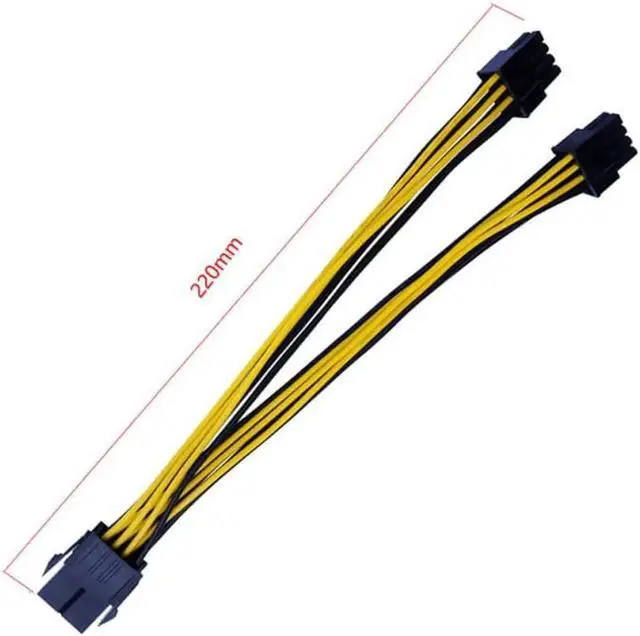 Alt view image 6 of 6 - 8 Pin PCI Express To Dual PCIE 8 (6+2) Pin Power Cable 22cm Motherboard Graphics Card PCI-E GPU Power Data Cable Splitter