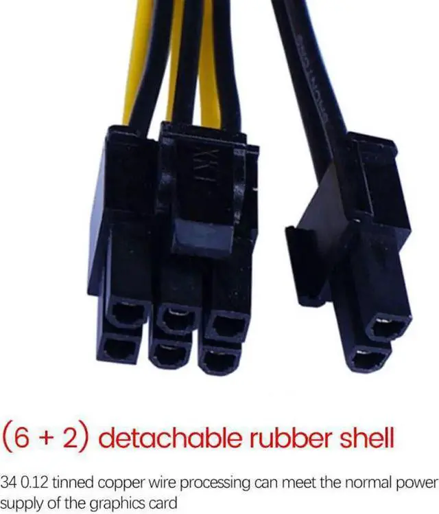 Alt view image 6 of 6 - 1Pcs 8 Pin PCI Express To Dual PCIE 8 (6+2) Pin Power Cable 22cm Motherboard Graphics Card PCI-E GPU Power Data Cable Splitter