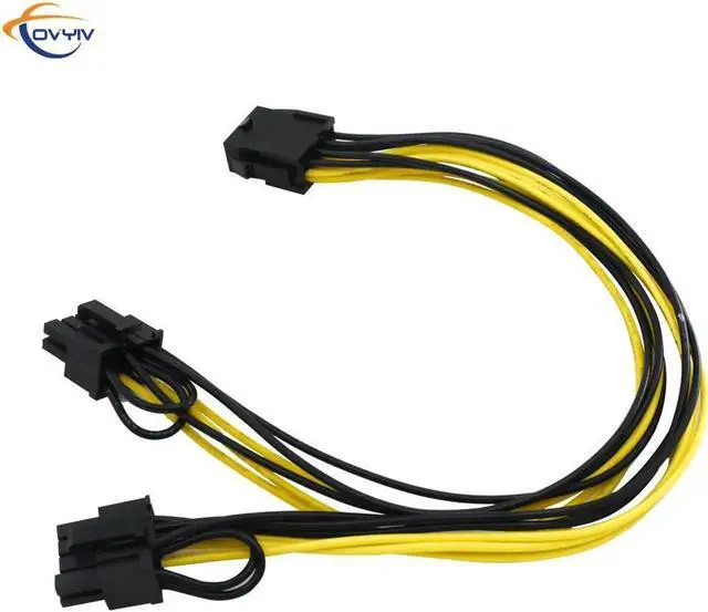 Alt view image 2 of 6 - COVYIV 8 Pin PCI-E to Dual PCIE 6+2 Pin Power Cable Motherboard Graphics Card PCI Express Riser GPU Power Data Cable 20cm