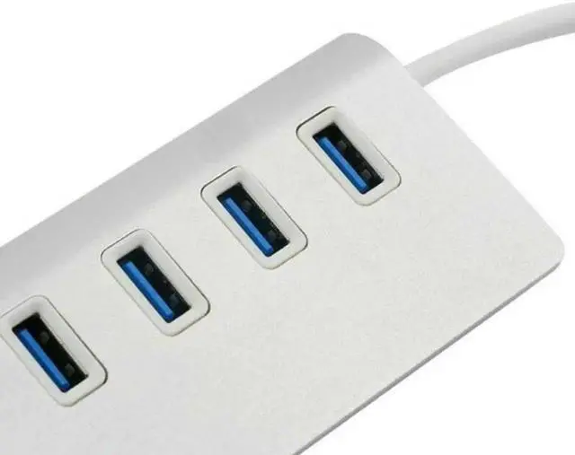 Alt view image 5 of 7 - Silver Aluminum 4 Port USB 3.0 Hub up to 5Gbps Super High Speed Data Transfer for MacBook Air, Mac Mini, iMac, Laptop, PC, USB Flash Drives and More
