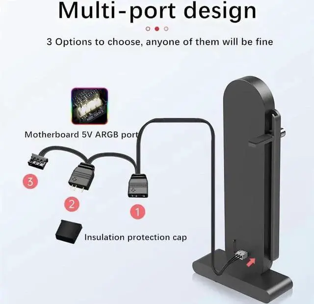 Alt view image 5 of 7 - Graphics Card Support Bracket, Height Adjustable RGB GPU Stand with Temperature Display, 5V 3PIN Video Card Support Holder, Anti Sag Bracket & Magnetic Base for PC Graphics Cards -  White