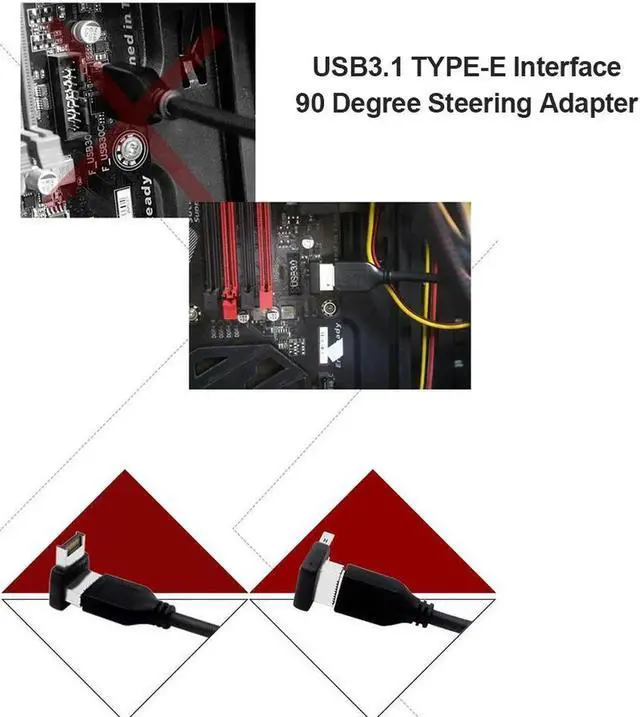 Alt view image 5 of 7 - Computer Motherboard Type-C USB3.1 Type-E 90 Degree Converter Computer Internal USB Header Adapter USB 3.1 Type-E 90 Degree Steering Elbow (2 PACK)