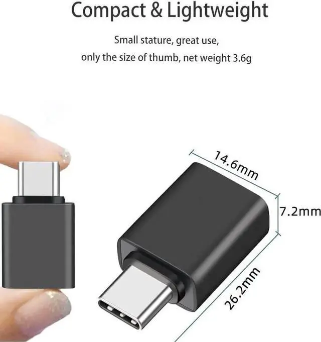 Alt view image 5 of 6 - [10Gbps] USB C to USB Adapter [2-PACK], USB C Male to USB Female Adapter,USB3.2 Gen 2, Compatible with MacBook Pro/Air, Laptops, Phones and Other Type C or Thunderbolt 4/3 Devices (Black)