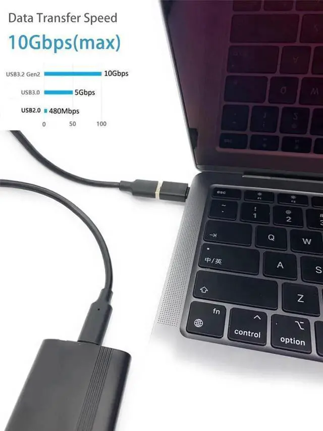 Alt view image 3 of 6 - [10Gbps] USB C to USB Adapter [2-PACK], USB C Male to USB Female Adapter,USB3.2 Gen 2, Compatible with MacBook Pro/Air, Laptops, Phones and Other Type C or Thunderbolt 4/3 Devices (Black)