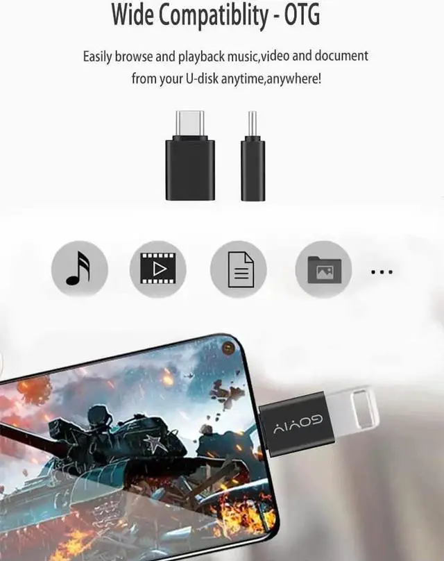 Alt view image 6 of 6 - [10Gbps] USB C to USB Adapter [2-PACK], USB C Male to USB Female Adapter,USB3.2 Gen 2, Compatible with MacBook Pro/Air, Laptops, Phones and Other Type C or Thunderbolt 4/3 Devices (Black)