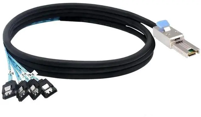 Alt view image 4 of 6 - Aomoproing Mini SAS 26P SFF 8088 Male to 4 SATA 4Pin Female 1M 3.3FTCable with Latch,Mini SAS Host/Controller to 4 SATA Target/Backplane