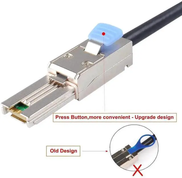 Alt view image 3 of 6 - Aomoproing Mini SAS 26P SFF 8088 Male to 4 SATA 4Pin Female 1M 3.3FTCable with Latch,Mini SAS Host/Controller to 4 SATA Target/Backplane