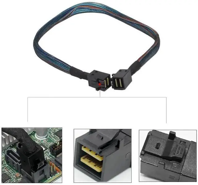 Alt view image 3 of 6 - Aomoproing 2PCS Internal Mini SAS HD Cable, SFF-8643 to SFF-8643 Cable, 0.5M/1.6FT