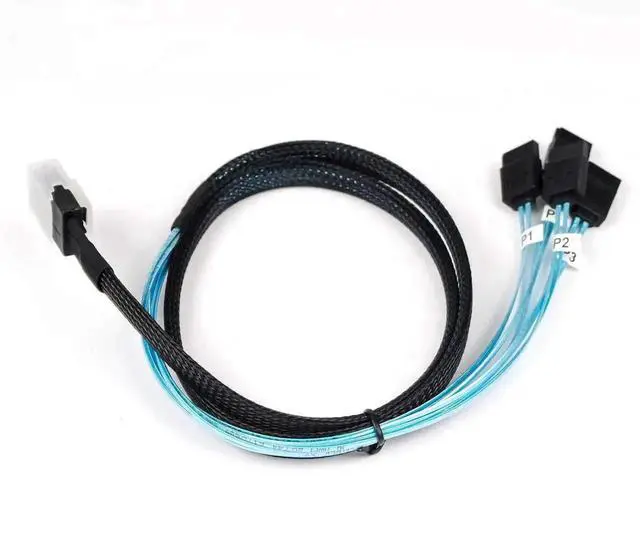 Alt view image 5 of 7 - Aomoproing 2PCS Internal Mini SAS 36pin (SFF-8087) Male to 4X SATA 7pin Female Fan-Out Cable, 1-Meter (3.3feet)