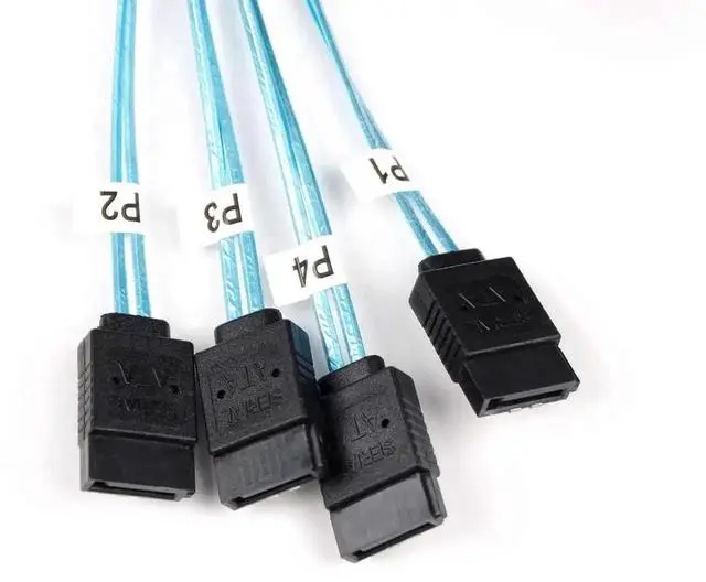 Alt view image 4 of 7 - Aomoproing 2PCS Internal Mini SAS 36pin (SFF-8087) Male to 4X SATA 7pin Female Fan-Out Cable, 1-Meter (3.3feet)