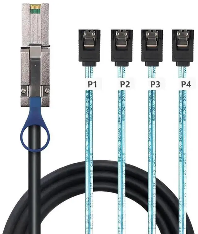 Alt view image 5 of 5 - Aomoproing Mini SAS HD SFF-8088 26P to 4X SATA 7P Female Cable 6Gbps High Speed Server Hard Drive Connection Cable, 28AWG, 10 Ohm (3M)