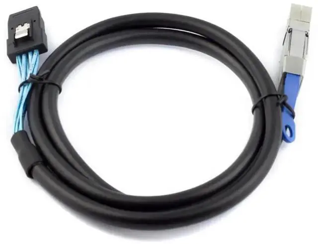 Main image of Aomoproing Mini SAS HD SFF-8644 with IC to SFF-8087 Server Stacking Cable \u2013 12Gbps High Speed 28AWG 10 Ohm Data Cable, Black (2M)
