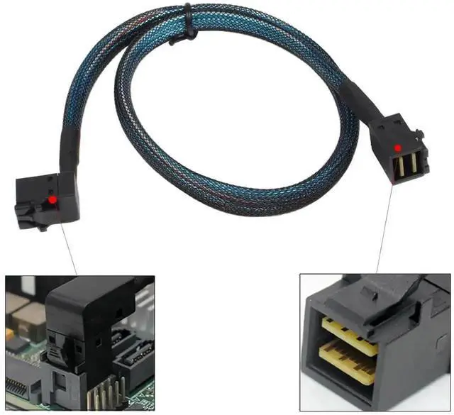 Alt view image 2 of 6 - Aomoproing Heretom 2PCS 36-pin Internal Mini-SAS SFF-8643 HD Right Angle to 36-pin Internal Mini-SAS HD Cable