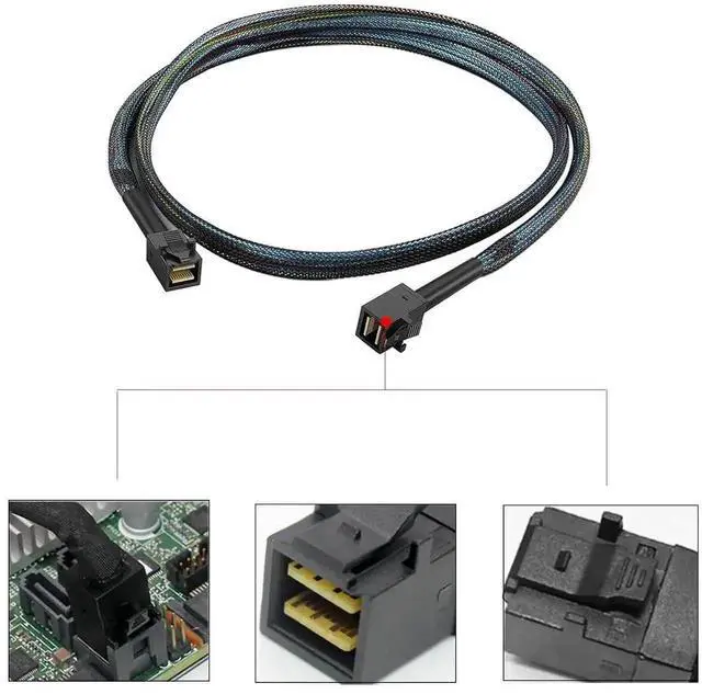 Alt view image 3 of 6 - Aomoproing 2 Pack Internal Mini SAS HD SFF-8643 to SFF-8643 Cable, Internal Mini SAS to Mini SAS Cable, 12Gbps, Compatible with RAID or PCI Express Controller(3.3FT/1M)