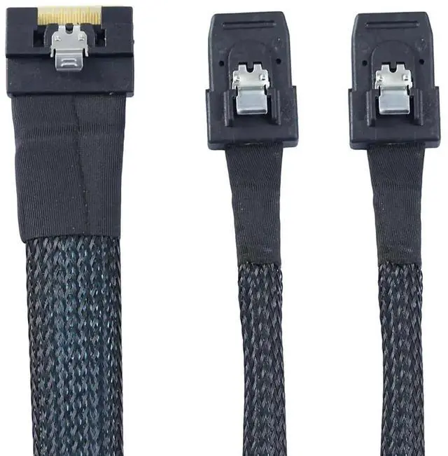 Alt view image 5 of 6 - Aomoproing SlimSAS SFF-8654 8i 4.0 to Dual SAS 8087 Cable \u2013 32AWG 24G High-Speed Server Internal Cable with Anti-Misdirection Design (0.8M)