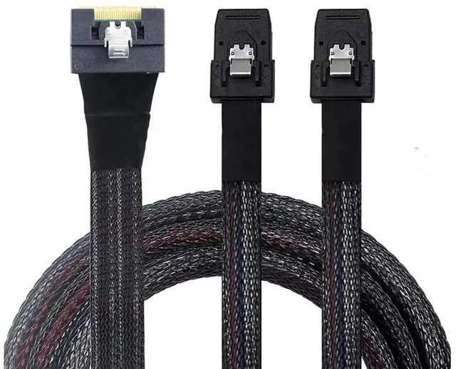 Alt view image 4 of 6 - Aomoproing SlimSAS SFF-8654 8i 4.0 to Dual SAS 8087 Cable \u2013 32AWG 24G High-Speed Server Internal Cable with Anti-Misdirection Design (0.8M)