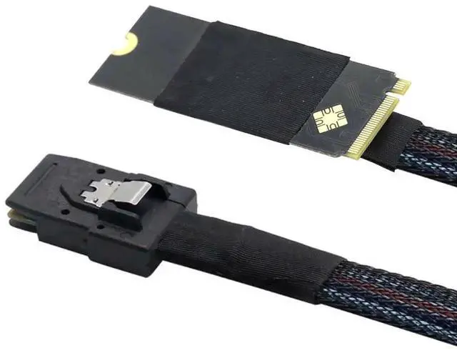 Alt view image 4 of 5 - Aomoproing M.2 M-Key NVMe 2260 to Mini SAS SFF-8087 Server Cable Plug and Play \u2013 12Gbps High Speed 30AWG Data Cable for RAID Controller, HDD, SSD (0.5M/19.68in)