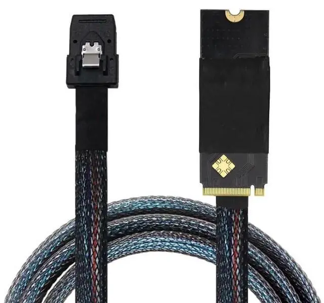 Alt view image 2 of 5 - Aomoproing M.2 M-Key NVMe 2260 to Mini SAS SFF-8087 Server Cable Plug and Play \u2013 12Gbps High Speed 30AWG Data Cable for RAID Controller, HDD, SSD (0.5M/19.68in)
