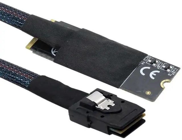 Alt view image 3 of 5 - Aomoproing M.2 M-Key NVMe 2260 to Mini SAS SFF-8087 Server Cable Plug and Play \u2013 12Gbps High Speed 30AWG Data Cable for RAID Controller, HDD, SSD (0.5M/19.68in)