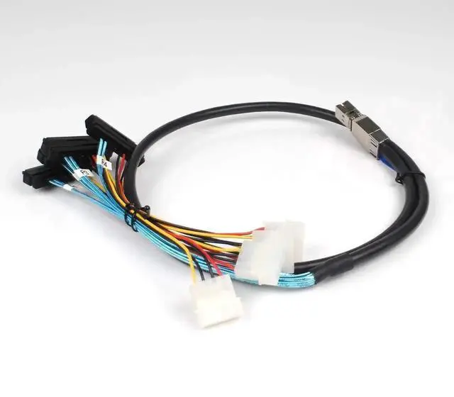 Alt view image 4 of 7 - Aomoproing 3.3FT Internal HD Mini SAS SFF-8644 to 4 x SFF-8482 Cable with IDE Power Cable