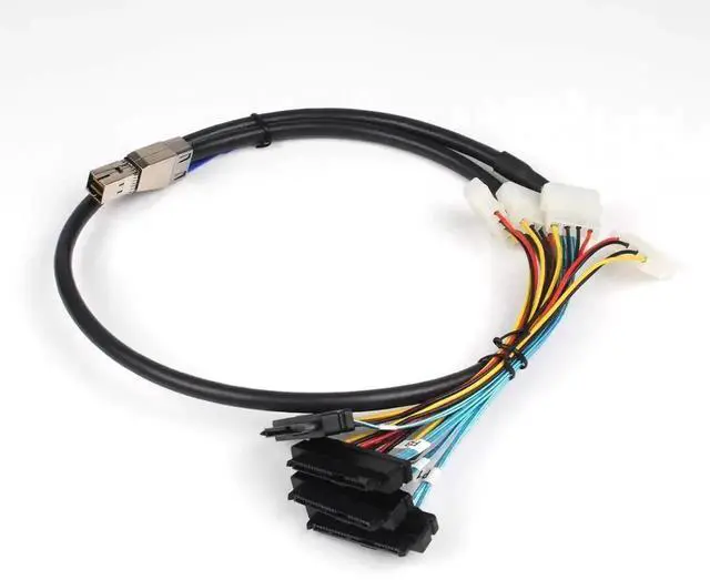 Alt view image 7 of 7 - Aomoproing 3.3FT Internal HD Mini SAS SFF-8644 to 4 x SFF-8482 Cable with IDE Power Cable