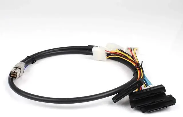 Alt view image 5 of 7 - Aomoproing 3.3FT Internal HD Mini SAS SFF-8644 to 4 x SFF-8482 Cable with IDE Power Cable