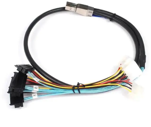 Alt view image 3 of 7 - Aomoproing 3.3FT Internal HD Mini SAS SFF-8644 to 4 x SFF-8482 Cable with IDE Power Cable