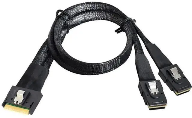 Alt view image 3 of 5 - Aomoproing SFF-8654 8i 74P to 2X SAS SFF-8087 Cable \u2013 12Gbps High Speed Internal Server Connection, Anti-Misplug Design, 32AWG 85 Ohm (0.8M)