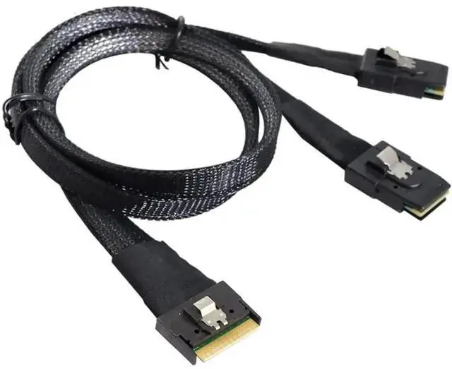 Alt view image 2 of 5 - Aomoproing SFF-8654 8i 74P to 2X SAS SFF-8087 Cable \u2013 12Gbps High Speed Internal Server Connection, Anti-Misplug Design, 32AWG 85 Ohm (0.8M)