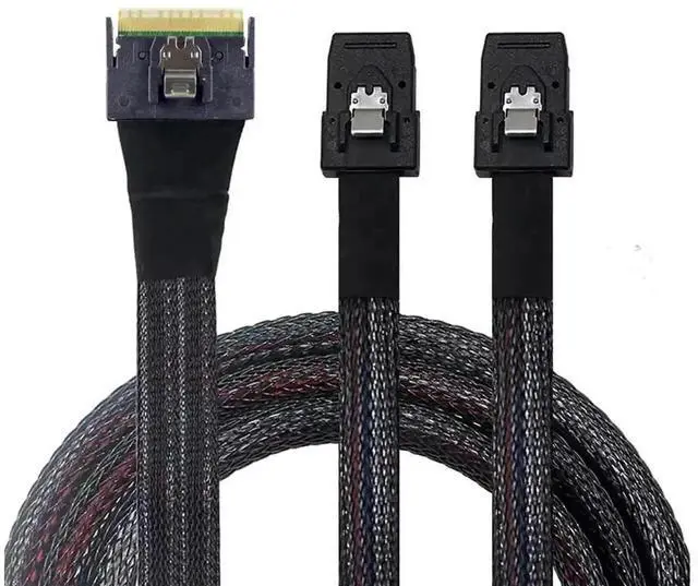 Main image of Aomoproing SFF-8654 8i 74P to 2X SAS SFF-8087 Cable \u2013 12Gbps High Speed Internal Server Connection, Anti-Misplug Design, 32AWG 85 Ohm (0.8M)