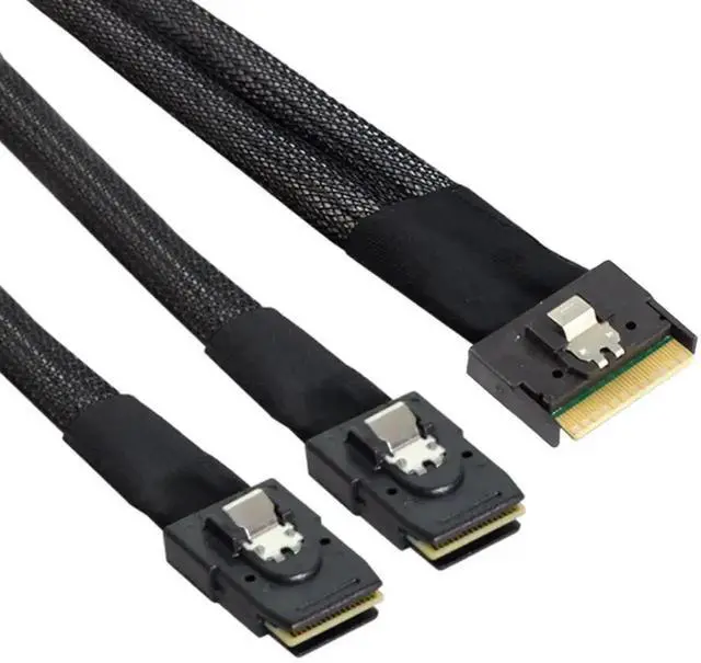 Alt view image 5 of 5 - Aomoproing SFF-8654 8i 74P to 2X SAS SFF-8087 Cable \u2013 12Gbps High Speed Internal Server Connection, Anti-Misplug Design, 32AWG 85 Ohm (0.8M)