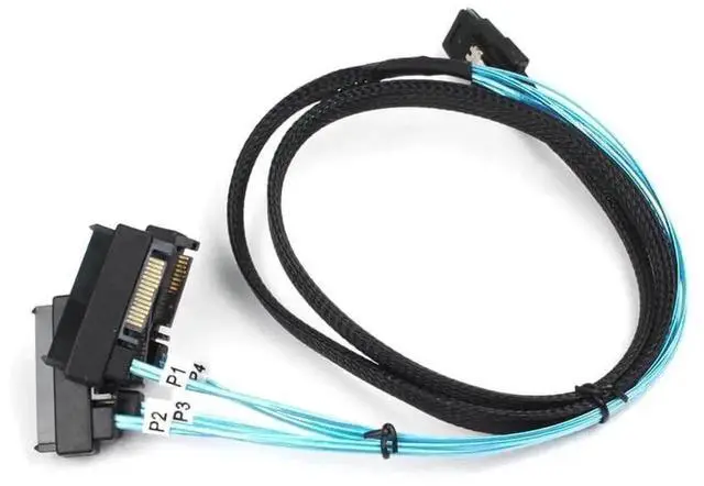 Alt view image 4 of 5 - Aomoproing Heretom Internal Mini SAS 36 Pin sff-8087 to 4X sff-8482 29 Pin Cord with SATA Power Port