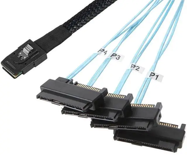 Main image of Aomoproing Internal Mini SAS 36 Pin sff-8087 to 4X sff-8482 29 Pin Cord with SATA Power Port