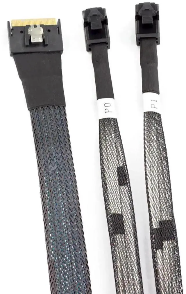 Alt view image 5 of 5 - Aomoproing Mini SlimSAS SFF-8654 8i 4.0 to Dual SAS HD 8643 Cable \u2013 32AWG 24G High-Speed Anti-Misdirection Server Interconnect (0.5M)