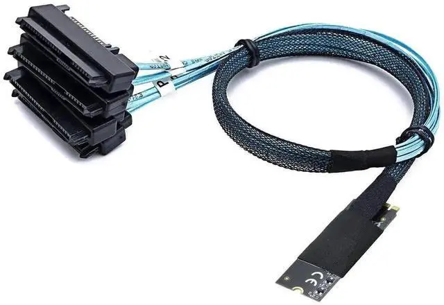 Alt view image 5 of 6 - Aomoproing M.2 SFF-8643 to 4 x SAS 8482 Converter Cable 12Gbps High-Speed Server Interconnect, 30AWG Copper Wire, Plug and Play (1m)
