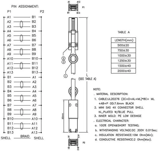 Alt view image 5 of 6 - Aomoproing Mini SAS HD SFF 8088 26P to SAS HD 8088 Stacking Server Cable \u2013 6Gbps High Speed 28AWG Copper Data Transfer Cord, 10 Ohm Impedance (3M)