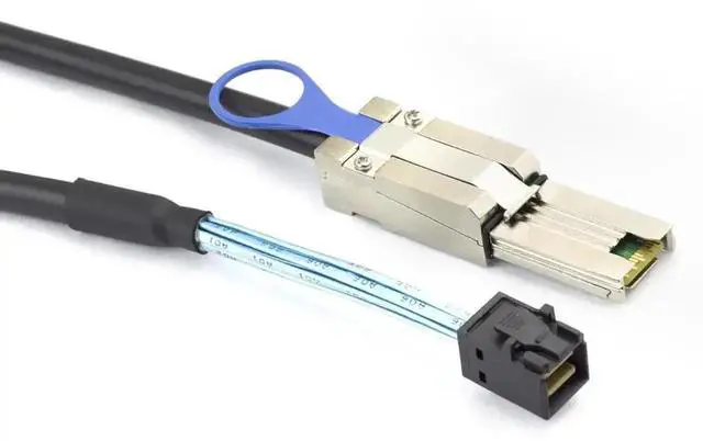 Alt view image 2 of 4 - Aomoproing Mini SAS HD SFF-8088 to SFF-8643 Internal External Server Cable \u2013 6Gbps High Speed 28AWG Data Cable, Black Flat Connector (3m)