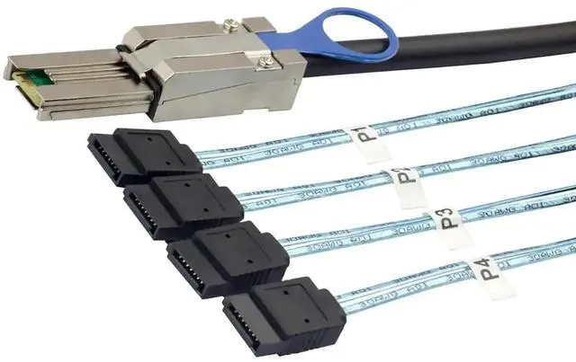 Alt view image 4 of 5 - AomoproingMINI SAS HD SFF-8088 to 4X SATA 7Pin Cable, 0.5m/1m/2m/3m High Speed 6Gbps Server Hard Drive Data Cable Compatible with Servers, Storage Expansion, RAID Controller, Workstations (1m/39.37in)