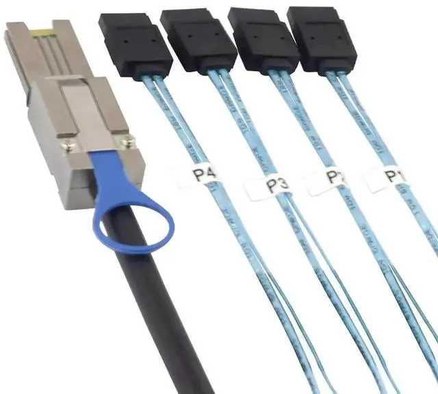 Alt view image 5 of 5 - AomoproingMINI SAS HD SFF-8088 to 4X SATA 7Pin Cable, 0.5m/1m/2m/3m High Speed 6Gbps Server Hard Drive Data Cable Compatible with Servers, Storage Expansion, RAID Controller, Workstations (1m/39.37in)